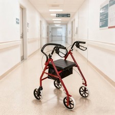 Folding Lightweight Rollator 4 Wheeled Walker Mobility Walking Aid W/ Seat Bag