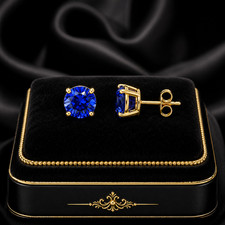 Yellow gold sapphire earrings - gold,