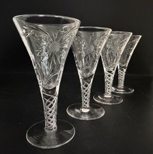 Vintage Walsh Walsh Crystal Air Twist Cordial Wine Glasses x4