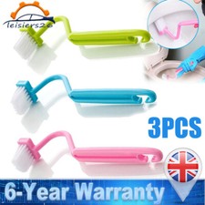 3PCS Under Rim Toilet Brush Edge Curved Bent Handle for Cleaning WC Corner UK