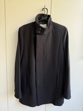 Reiss Men's Archive, Wool Blend, Funnel Neck, Hidden Button, Navy Blue Over Coat