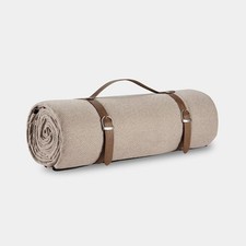 Picnic Blanket Extra Large Herringbone Waterproof Fleece with Strap 200x220cm