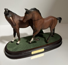 Royal Doulton Figurine Of Horses In A Wooden Base Spirit Of Love