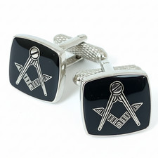 Masonic Sign Cufflinks Black - Onyx Art CK743 Freemason Symbol Gift