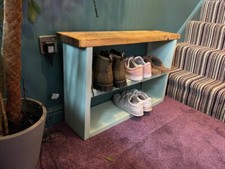 Solid Wood Shoe Rack Urban Reclamation Bespoke Rustic Farmhouse Bench
