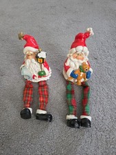 Pair Of Decorative Santa "Shelf Sitters" Christmas Decorations 22cm
