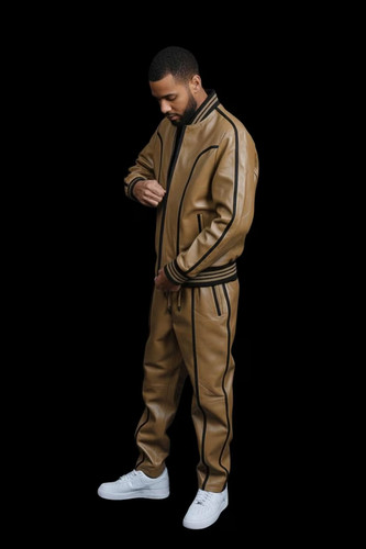 Men khaki black lambskin - black,