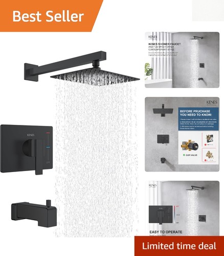 Matte black shower set - black,