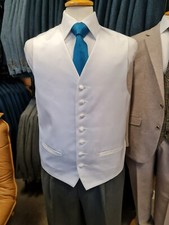 B74 Mens Plain White Wedding Evening Formal Suit Smart Waistcoat Vest