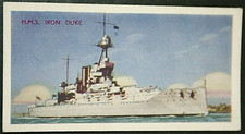 HMS IRON DUKE  Royal Navy Battleship   Vintage 1930's Illustrated Card  FE24M