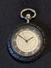 Unusual NEW Motorists Wheel & Tyre Quartz Pocket Watch Running New Battery Great