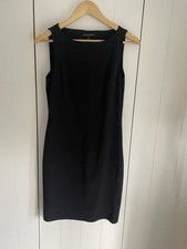 SARAH PACINI Black Sz 1 Stretch Sleeveless Shift With Loop Back Panel Dress