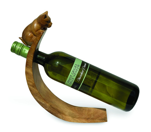 Cat balance wine bottle - cat,