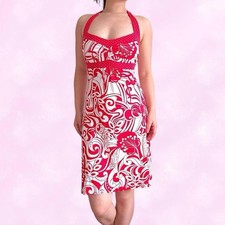 Jane Norman Red Floral Halterneck Dress Uk 10 Y2k