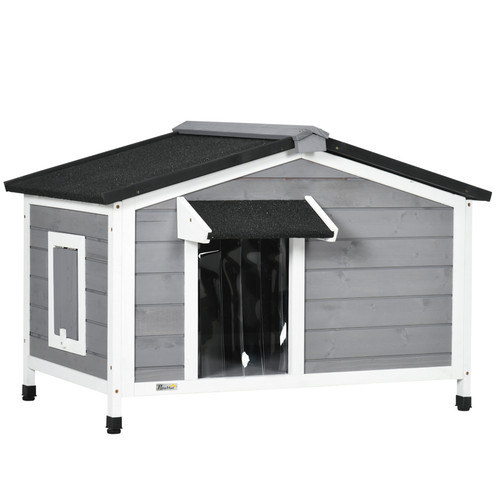 Pawhut wooden dog kennel - wooden,