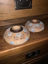 Graduated Pair Of Floral Pattern Inkwells By Doulton Lambeth. Stoneware