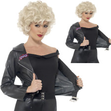 Grease T-Birds Jacket Black Licensed Ladies 1980s Fancy Dress Costume
