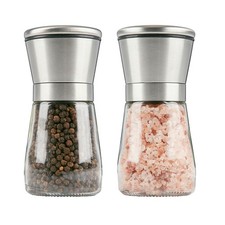 2x Pepper and Salt Grinder Set Mill Stainless Steel Shaker Adjustable Coarse UK