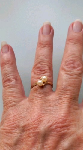 Antique 9ct gold double pearl - gold,