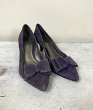JOHN LEWIS Purple Suede Slip On Shoes Low Heel UK6 Bow Detail Whimsical