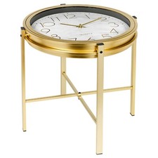 Gold Metal Analogue Clock Bedside Nightstand Side Coffee Living Room Table