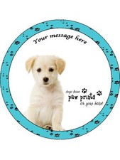 Personalised Golden Labrador Pup with Quote 7.5" Edible Wafer Paper Cake Topper