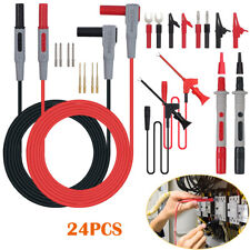 24Pcs Multimeter Test Extension Leads Kit with Probe Banana Plug Alligator Clip