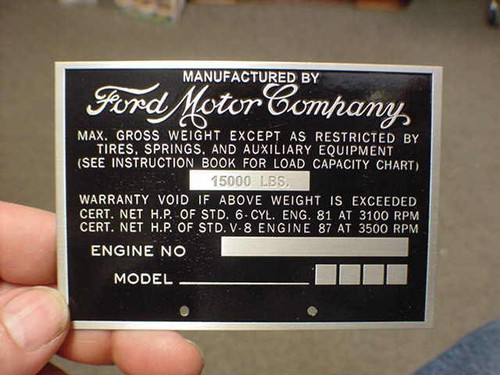 Vintage ford truck weight data - vintage,