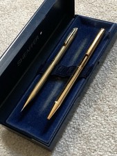 Vintage Sheaffer Gold Plated Pen & Mechanical Pencil Set In Box- USA