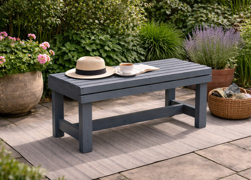 Grey wooden garden bench - garden, 2