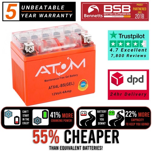 Ytx4l atom gel motorcycle - ytx4l-bs,