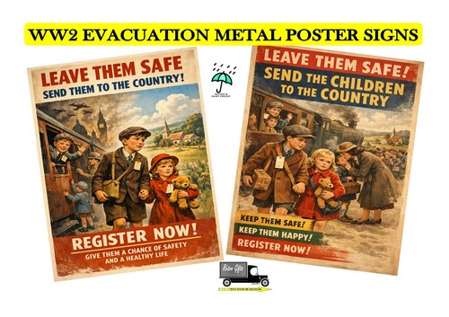 Ww2 evacuation poster metal - poster,