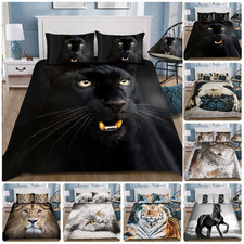 3D Animal Print Microfiber Duvet Quilt Cover Bedding Set Single Double King Size