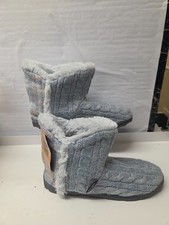 BNWOB MUK LUKS blue knitted womens slippers size XL 9-10- CG T21
