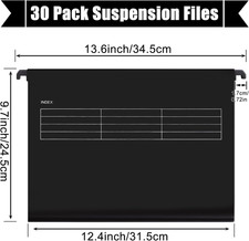 AKOLAFE 30 Pack Suspension Files A4 Black Filing Cabinet Dividers Hevy Duty H...