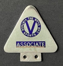 VINTAGE SPORTS CAR CLUB ASSOCIATE ENAMEL CHROME BADGE EMBLEM