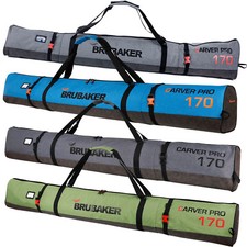 BRUBAKER Single Ski Bag Performance Padded 170cm 190cm 1 Pair Grey Green Melange