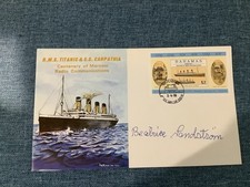 RMS TITANIC & S.S CARPATHIA  FDC SURVIVOR SIGNED BEARTRICE SANDSTROM- 17 of 20