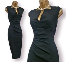 Karen Millen UK 12 Envelope Neck Pleated Waistline Pencil Wiggle Occasion Dress 