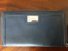 JANE SHILTON BLUE LEATHER ZIP ROUND PURSE Preloved