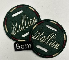 2 X Matching 6cm Fabric Stallion Bridle Disc Badge Show Mini Horse Green