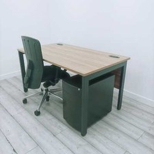 Mix & Match Single Bench Desk With Modesty Panel 1400x800mm, Walnut