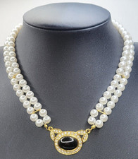 Stylish Vintage 1980s Necklace By Pierre Cardin Faux Pearl & Pendant Length 44cm