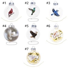 Clear Plastic Nature Bird Round Ball Hanging Ornament Festives Home Accent Piece