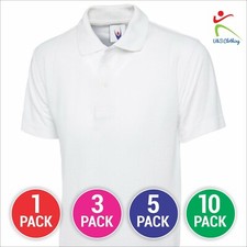 Men's 1 3 5 10 PACK LOT Casual Polo Shirt White Plain Classic T-Shirt Top S-5XL