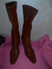 Dune dark tan leather boots