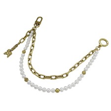Louis Vuitton Women's Metal and Glass Pearl Bag Charm Chain/Belt Charm, Gold Whi