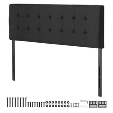 Headboard for Queen Size Bed with Adjustable Height Sponge & Fabric Black