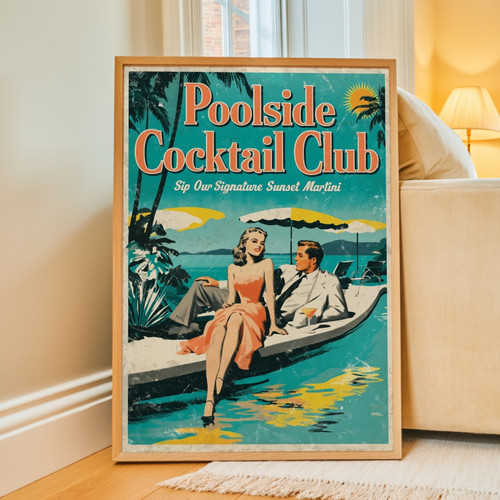 Poolside cocktail club art - cocktail, a4