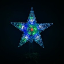 24cm Multi Effect Multicoloured Indoor Outdoor LED Star Christmas Tree Topper